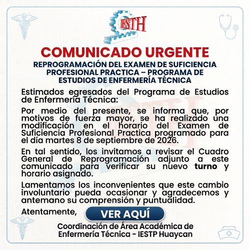 REPROGRAMACIÓN DEL EXAMEN DE SUFUCIENCIA PROFESIONAL PRACTICA